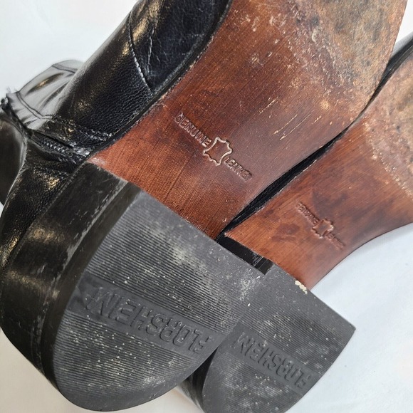 VTG Florsheim Black Leather Duke Boots Round Toe Men's 8.5 E Extra Wide Width - Picture 10 of 11